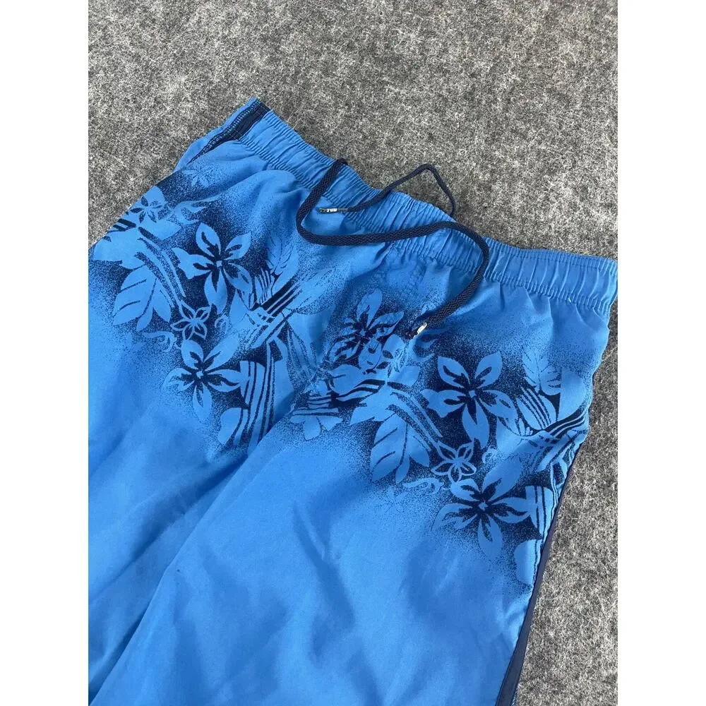 Nike Swim Trunks Mens Shorts Medium Blue Floral Board Shorts Stretch Beach N246